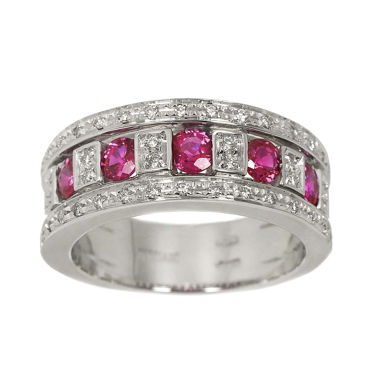 Belle Epoque Ruby Diamond Ring 18K WG 750 Size4.5-4.75(US)