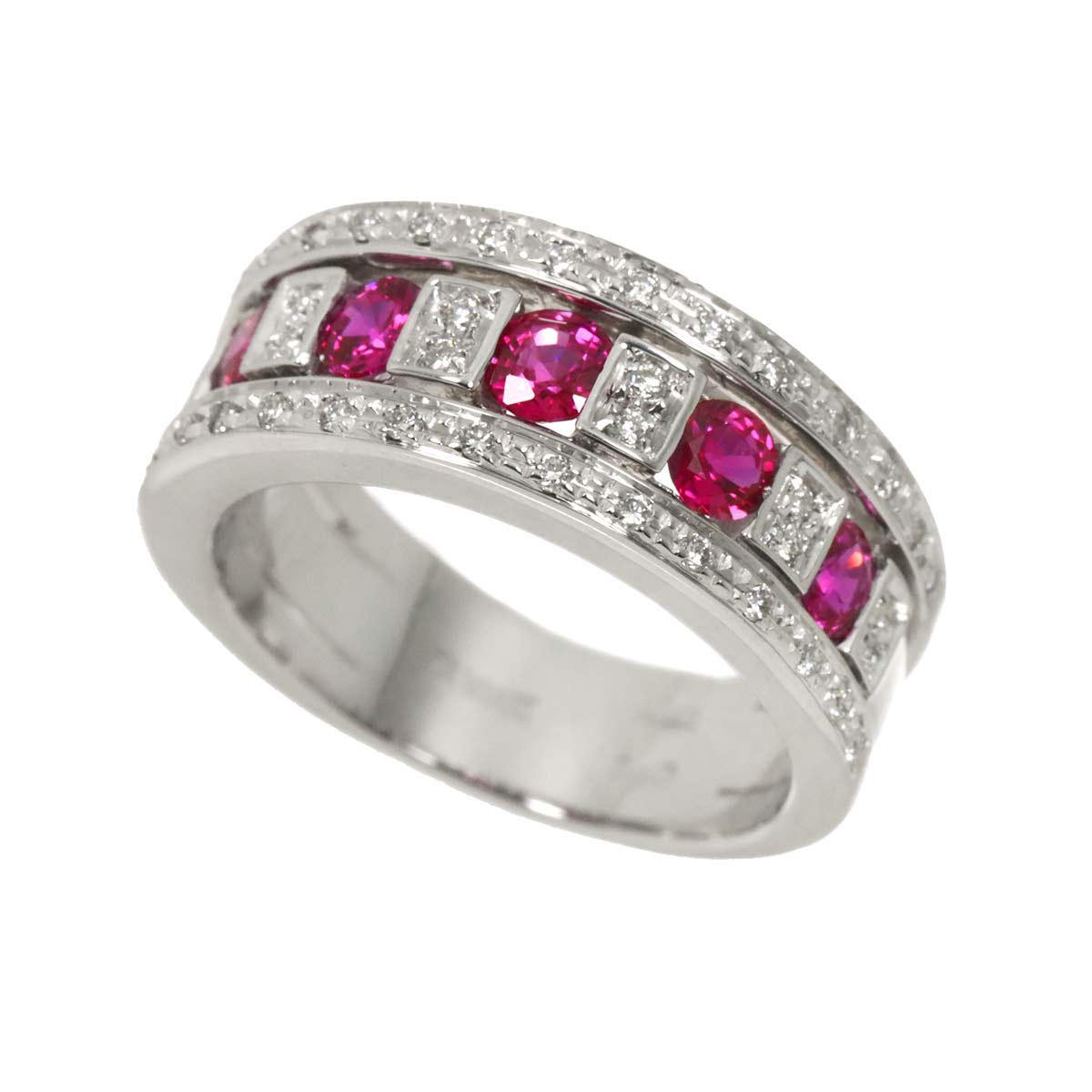 Belle Epoque Ruby Diamond Ring 18K WG 750 Size4.5-4.75(US)