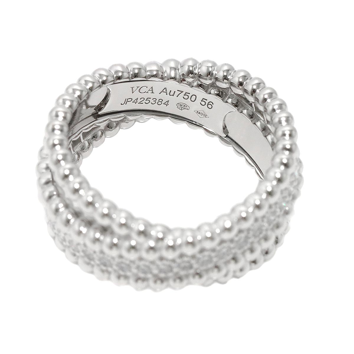 Perlee Diamond Ring 18K K18 WG 750 size56 7.5(US)