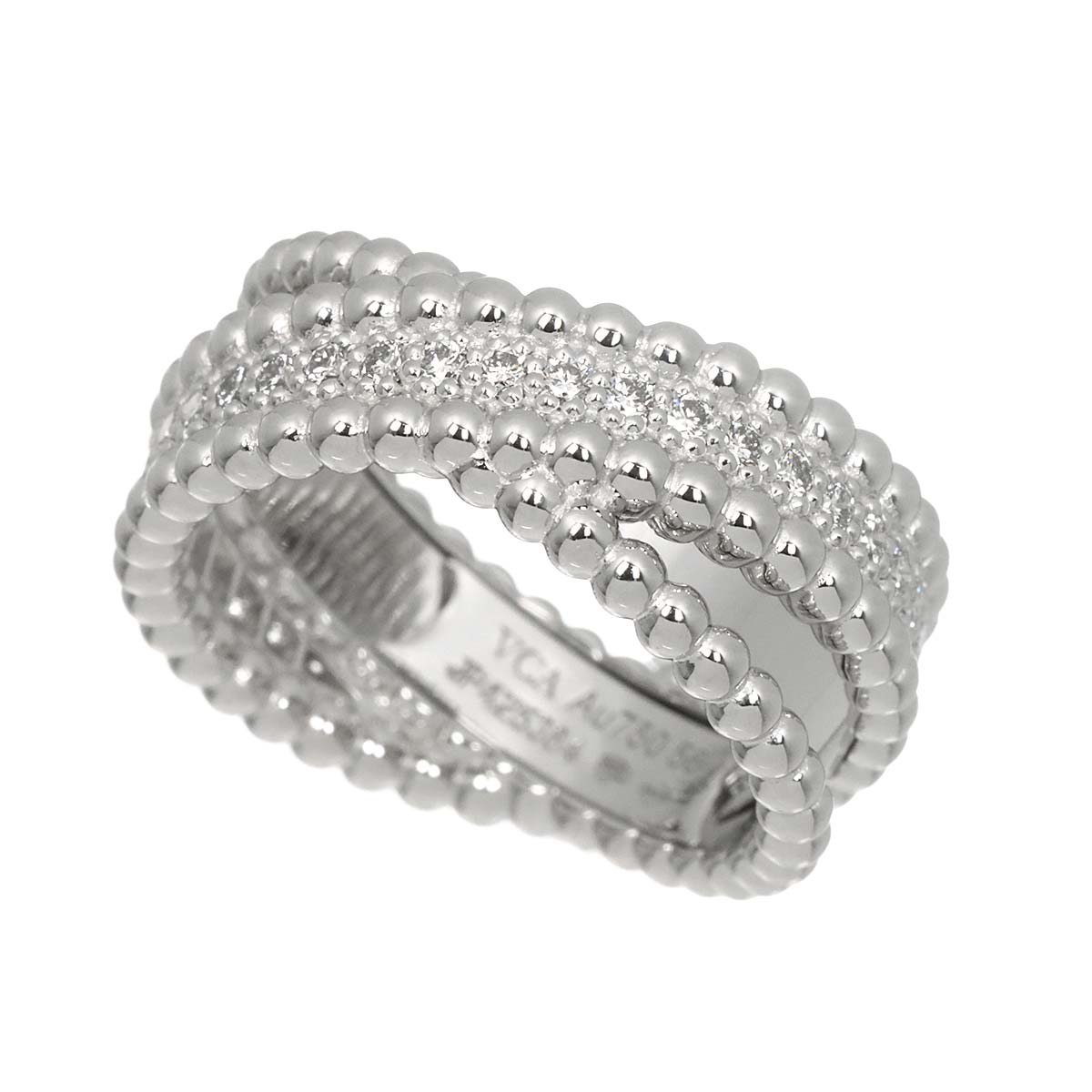 Perlee Diamond Ring 18K K18 WG 750 size56 7.5(US)