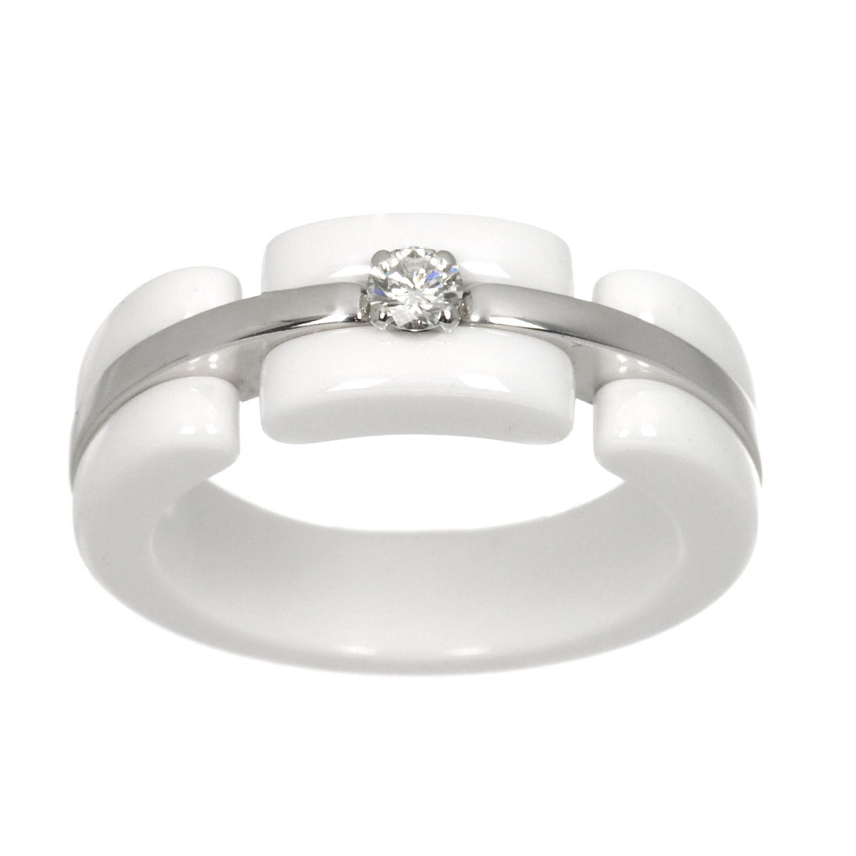ULTRA Diamond Ring White Ceramic 18K WG 750 Size53 6-6.25(US)