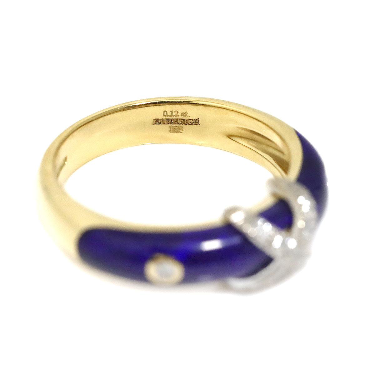 Enamel Diamond 0.12ct Ring 18K YG 750 Size7.25(US)