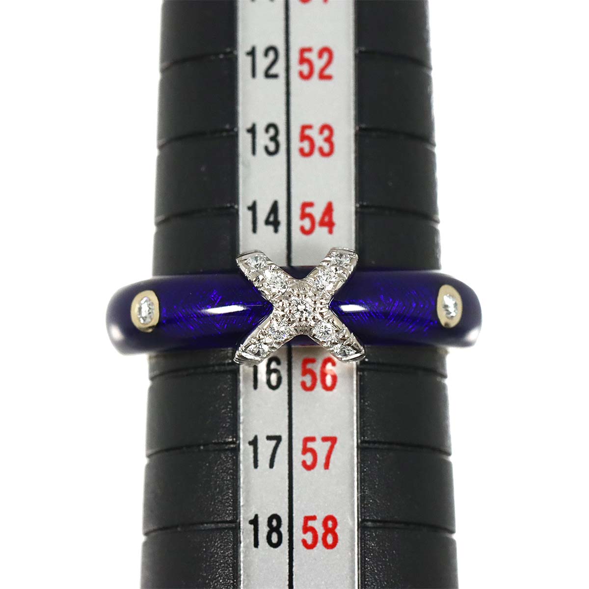 Enamel Diamond 0.12ct Ring 18K YG 750 Size7.25(US)