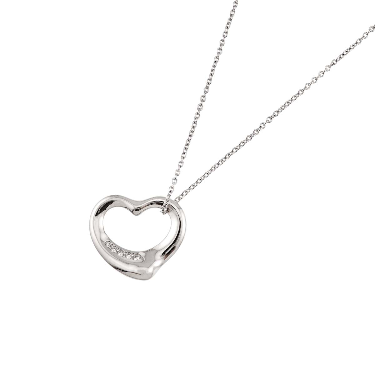 Open Heart Diamond Necklace Platinum