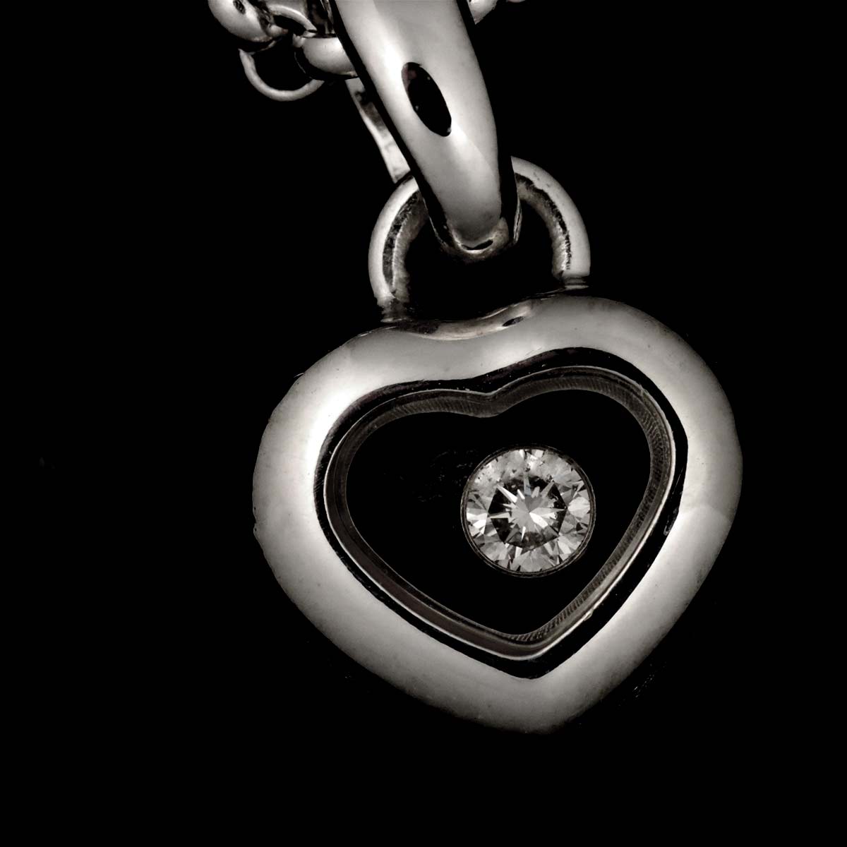 Happy Diamond Heart Necklace 18K White Gold 750