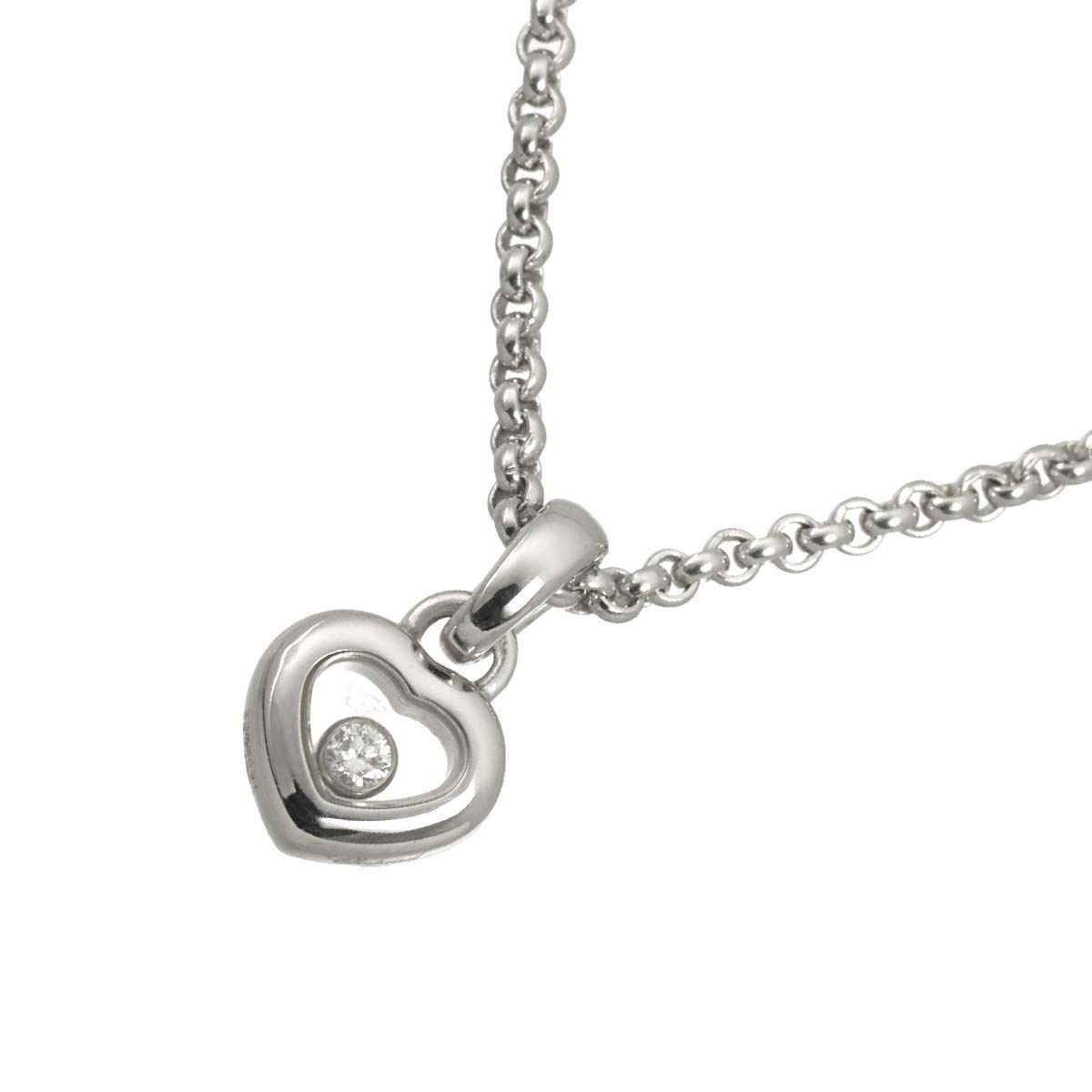 Happy Diamond Heart Necklace 18K White Gold 750