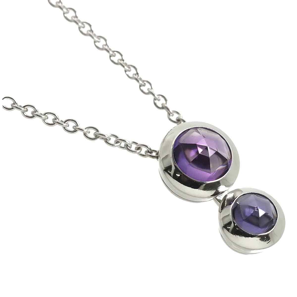 Amethyst Iolite Necklace 18K White Gold 750