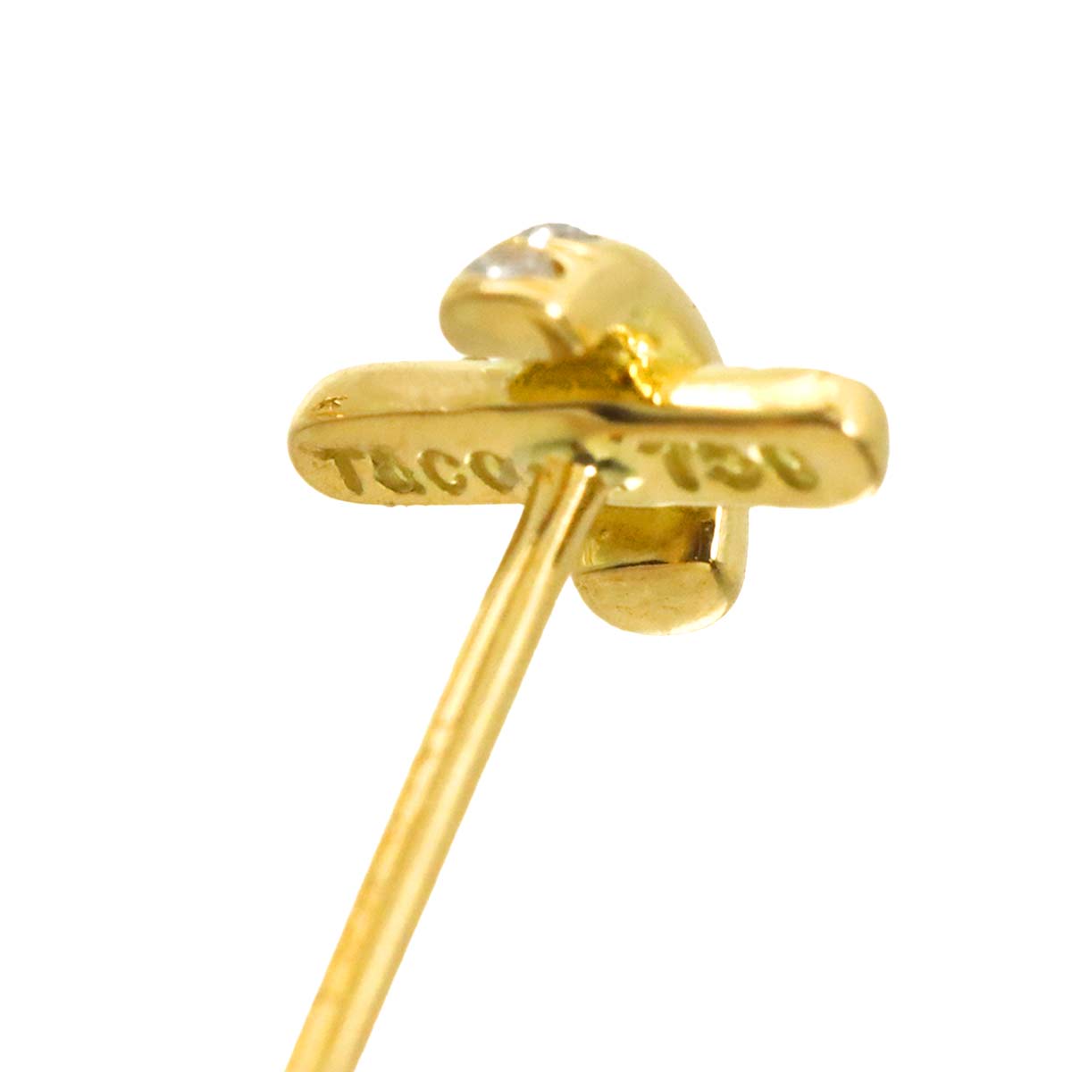 Cross stitch Diamond Earrings Pierced 18K Yellow Gold 750