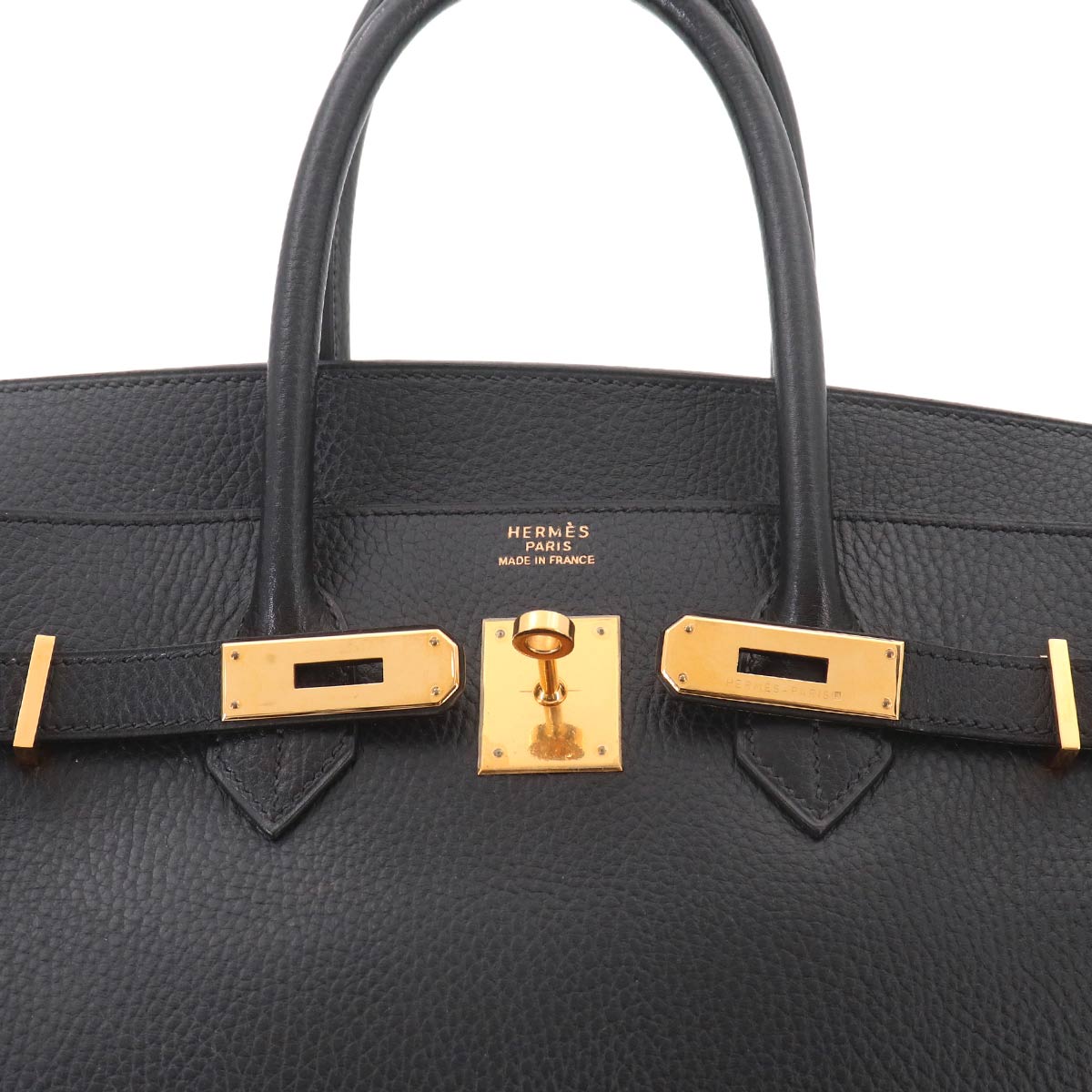 Birkin 35 Ardennes Leather Black Hand Bag Vintage Purse