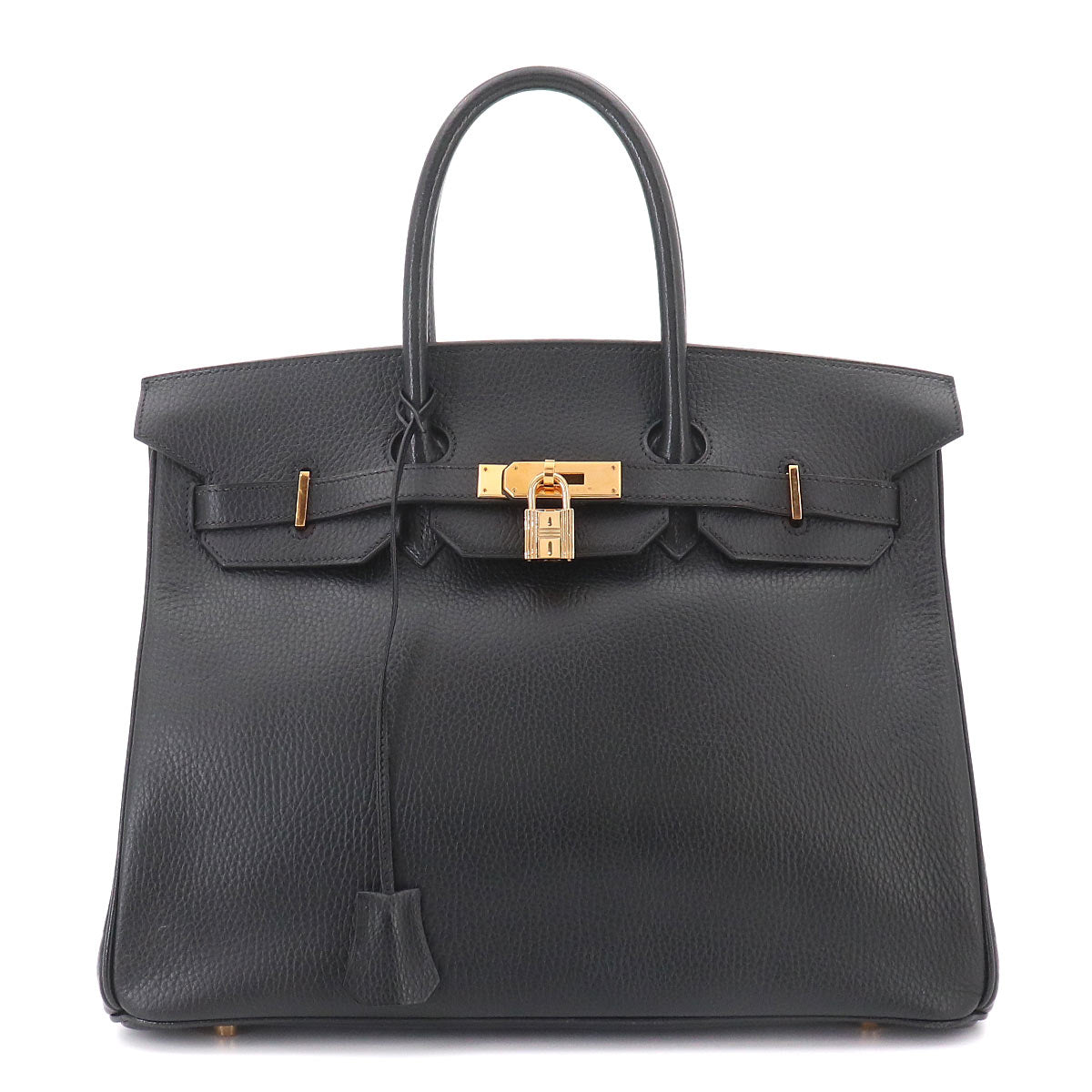 Birkin 35 Ardennes Leather Black Hand Bag Vintage Purse