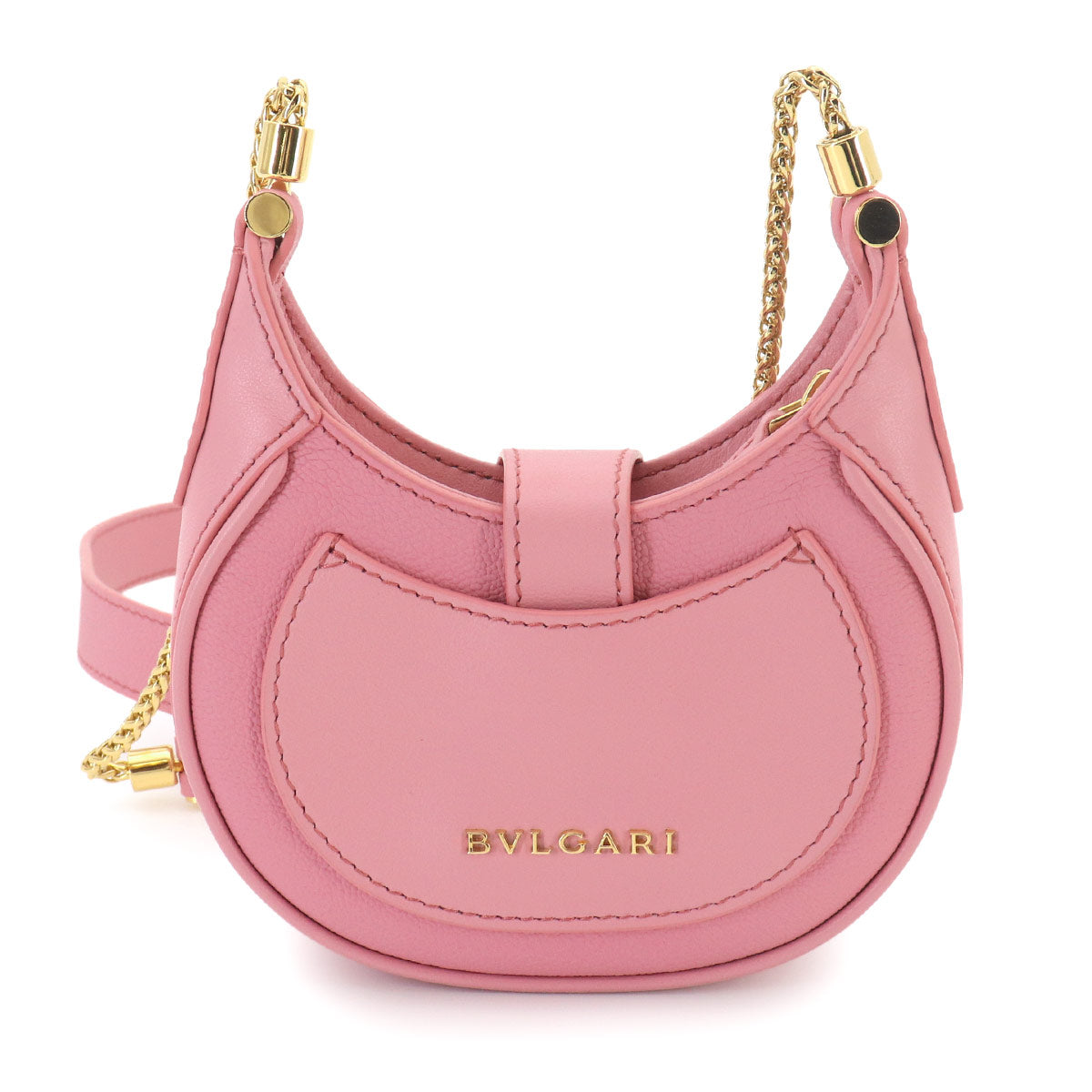 Serpenti Ellipse Micro Chain Shoulder Bag Leather Pink