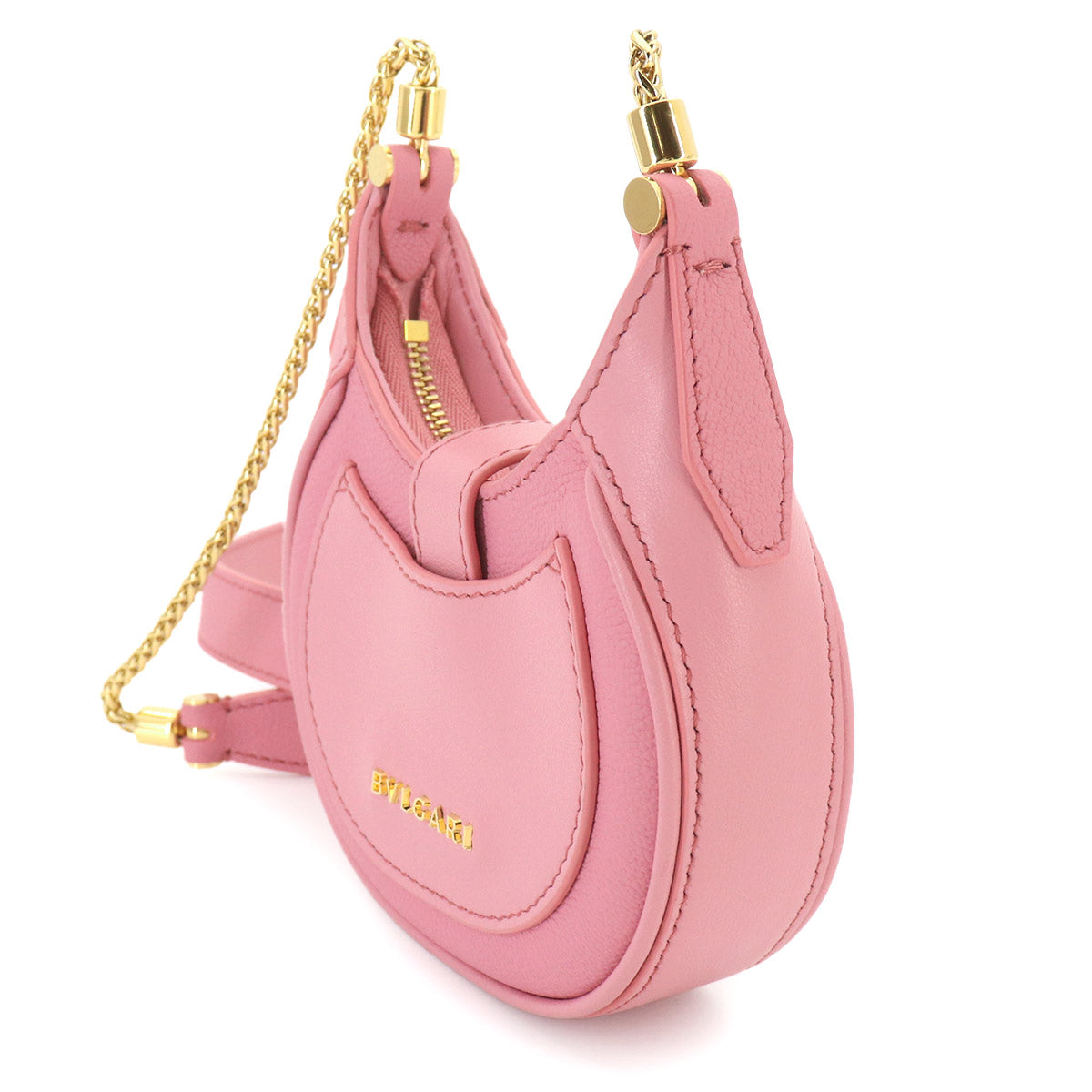 Serpenti Ellipse Micro Chain Shoulder Bag Leather Pink