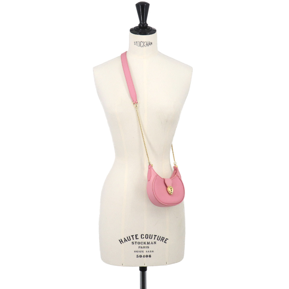 Serpenti Ellipse Micro Chain Shoulder Bag Leather Pink