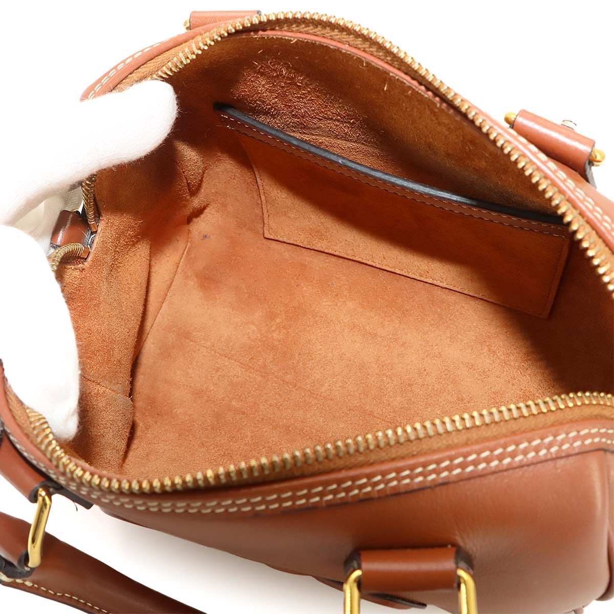 CUIR Triomphe Small Boston Hand Shoulder Bag Leather Brown