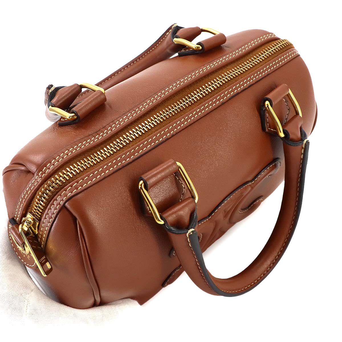 CUIR Triomphe Small Boston Hand Shoulder Bag Leather Brown
