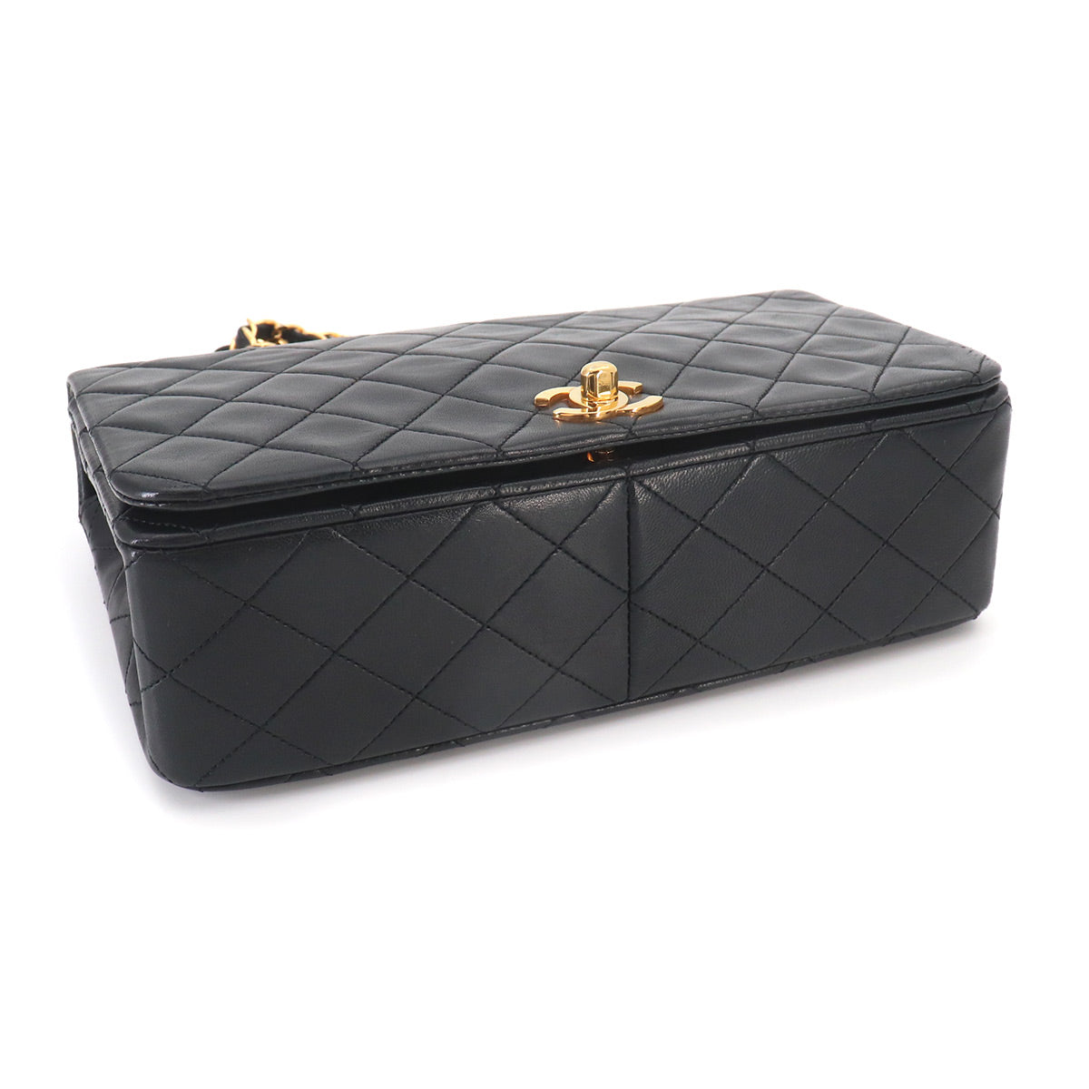 Matelasse Chain Shoulder Bag Leather Black Purse