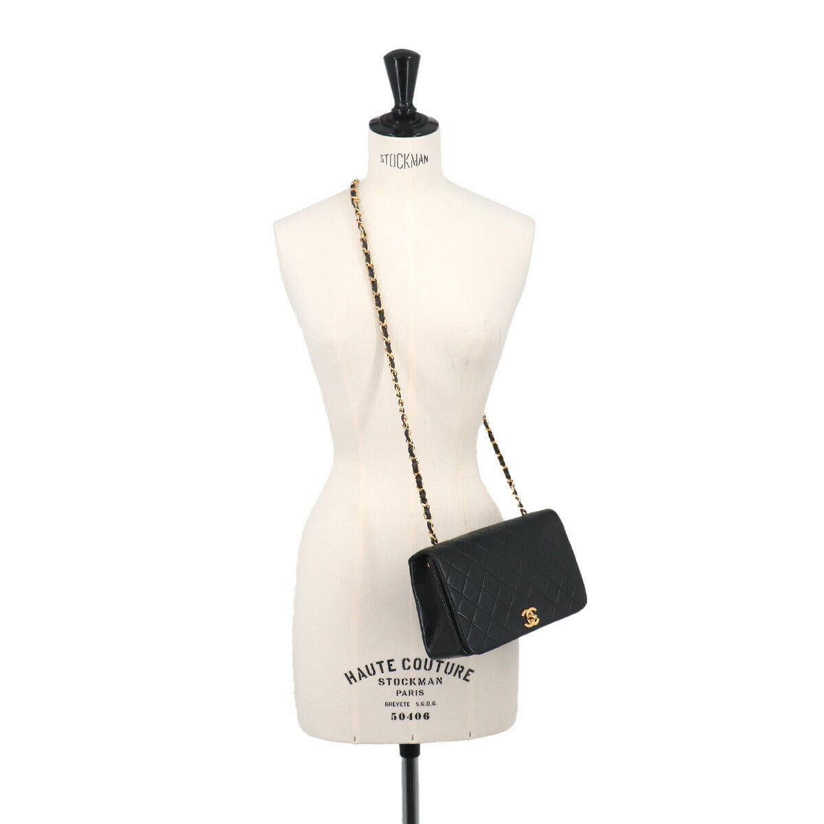 Matelasse Chain Shoulder Bag Leather Black Purse