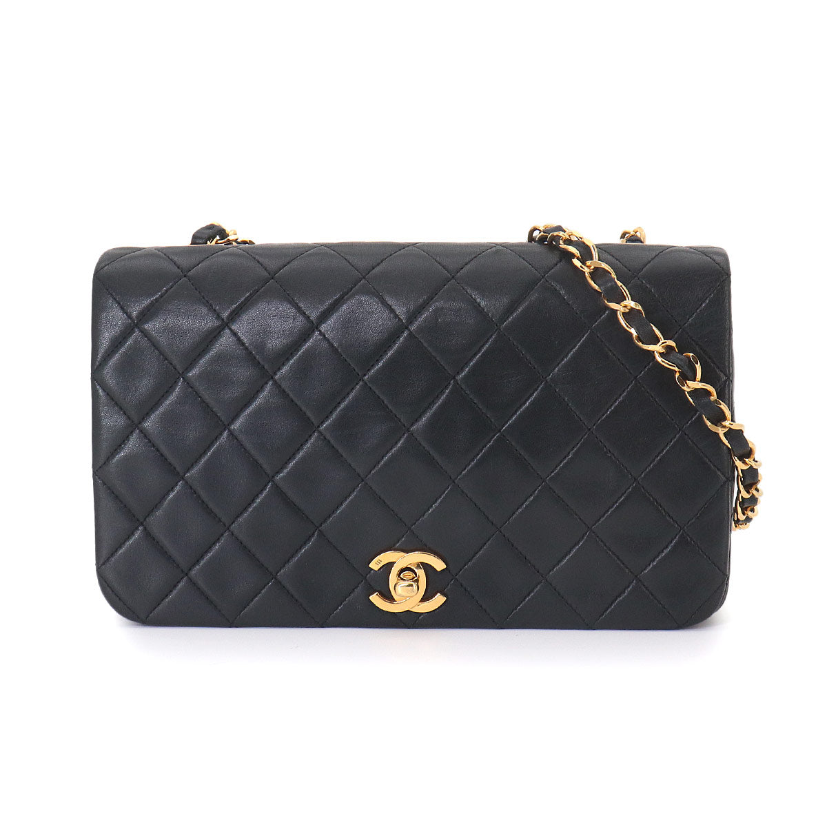 Matelasse Chain Shoulder Bag Leather Black Purse
