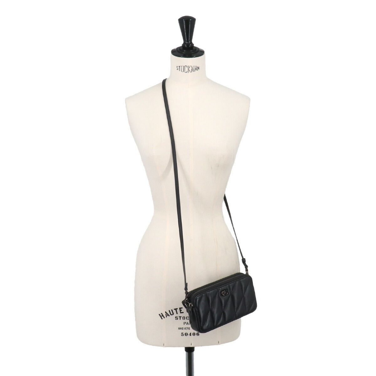 Kira Crossbody Quilting Shoulder Bag Leather Black