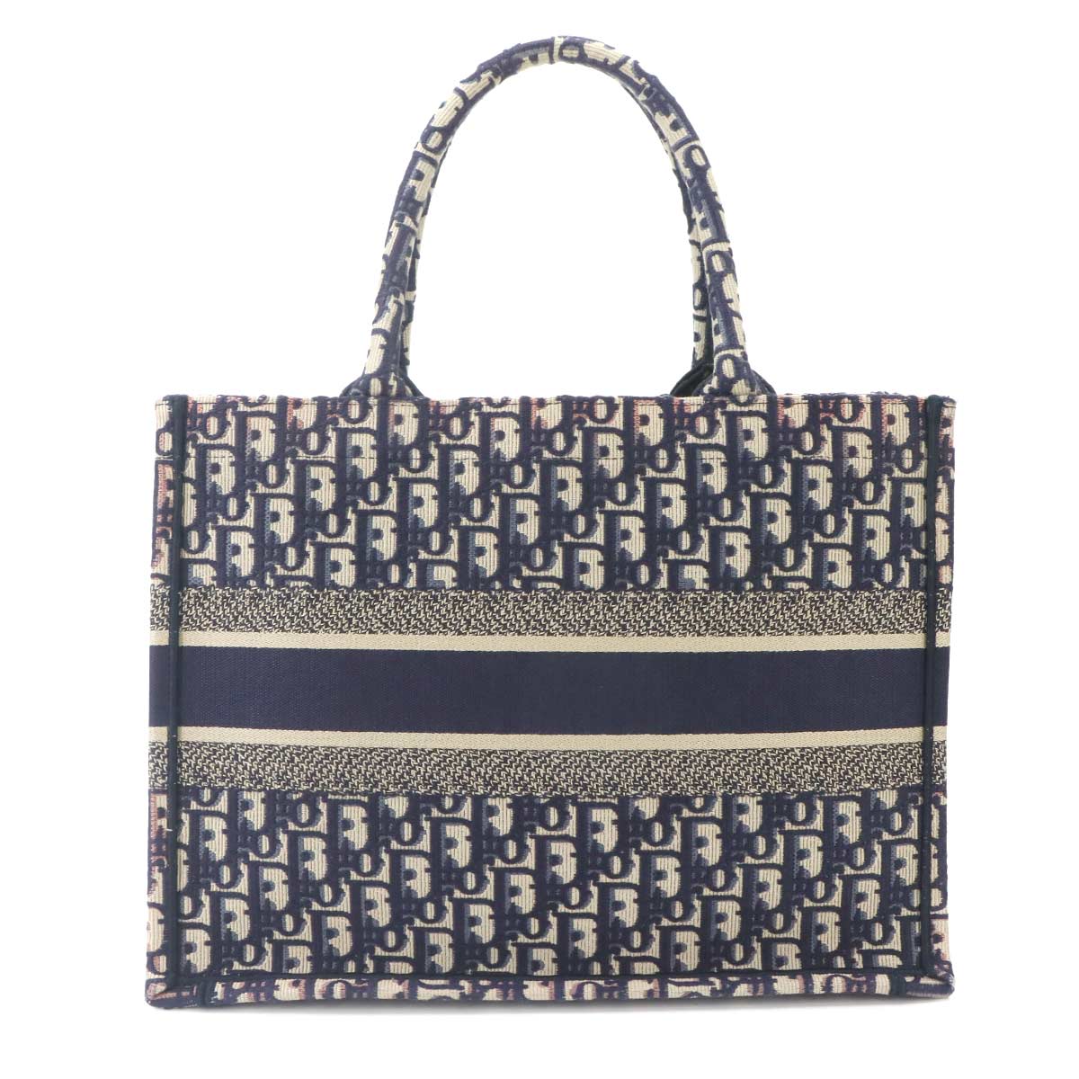 Oblique Book Tote Medium Bag Canvas Navy M1296ZRIW