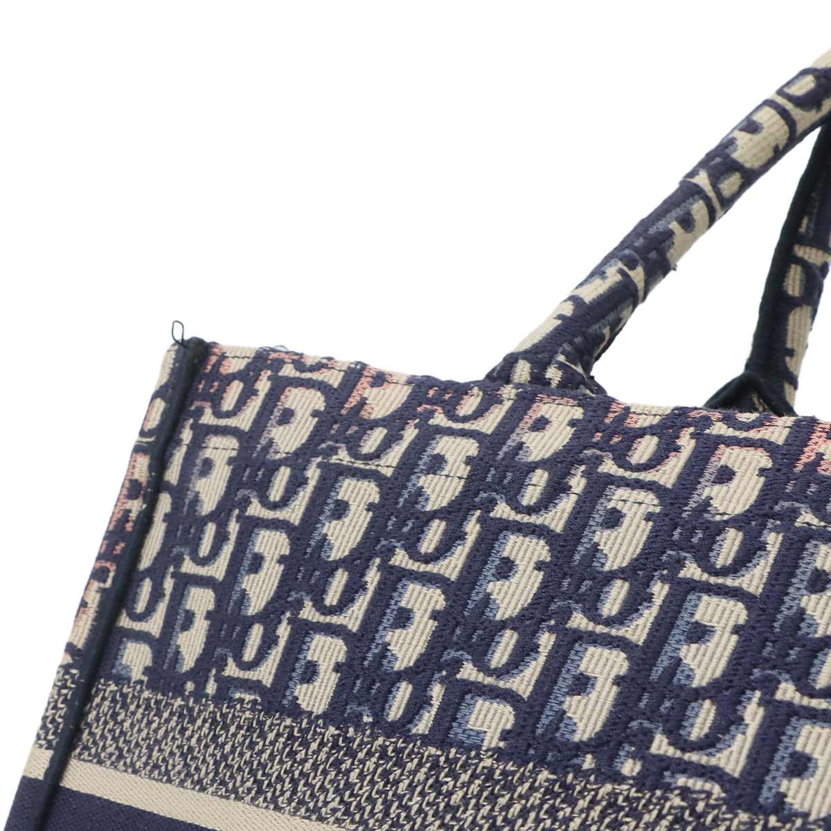 Oblique Book Tote Medium Bag Canvas Navy M1296ZRIW
