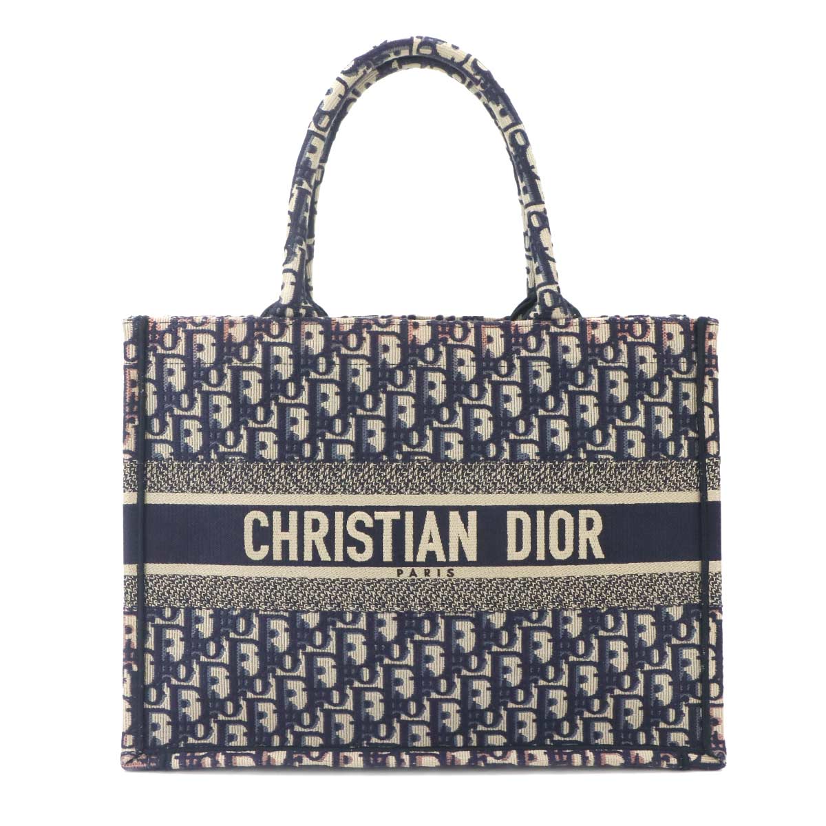 Oblique Book Tote Medium Bag Canvas Navy M1296ZRIW