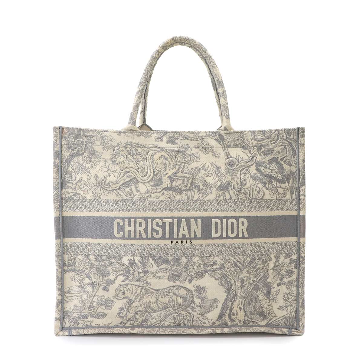 Toile De Jouy Book Tote Large Bag Canvas Gray M1286ZTDT