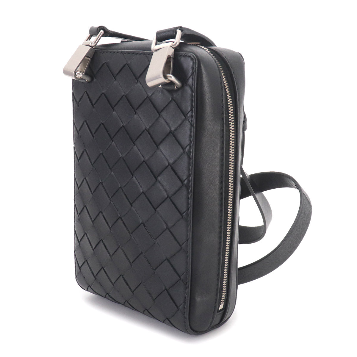 Intrecciato Crossbody Shoulder Bag Black 592692