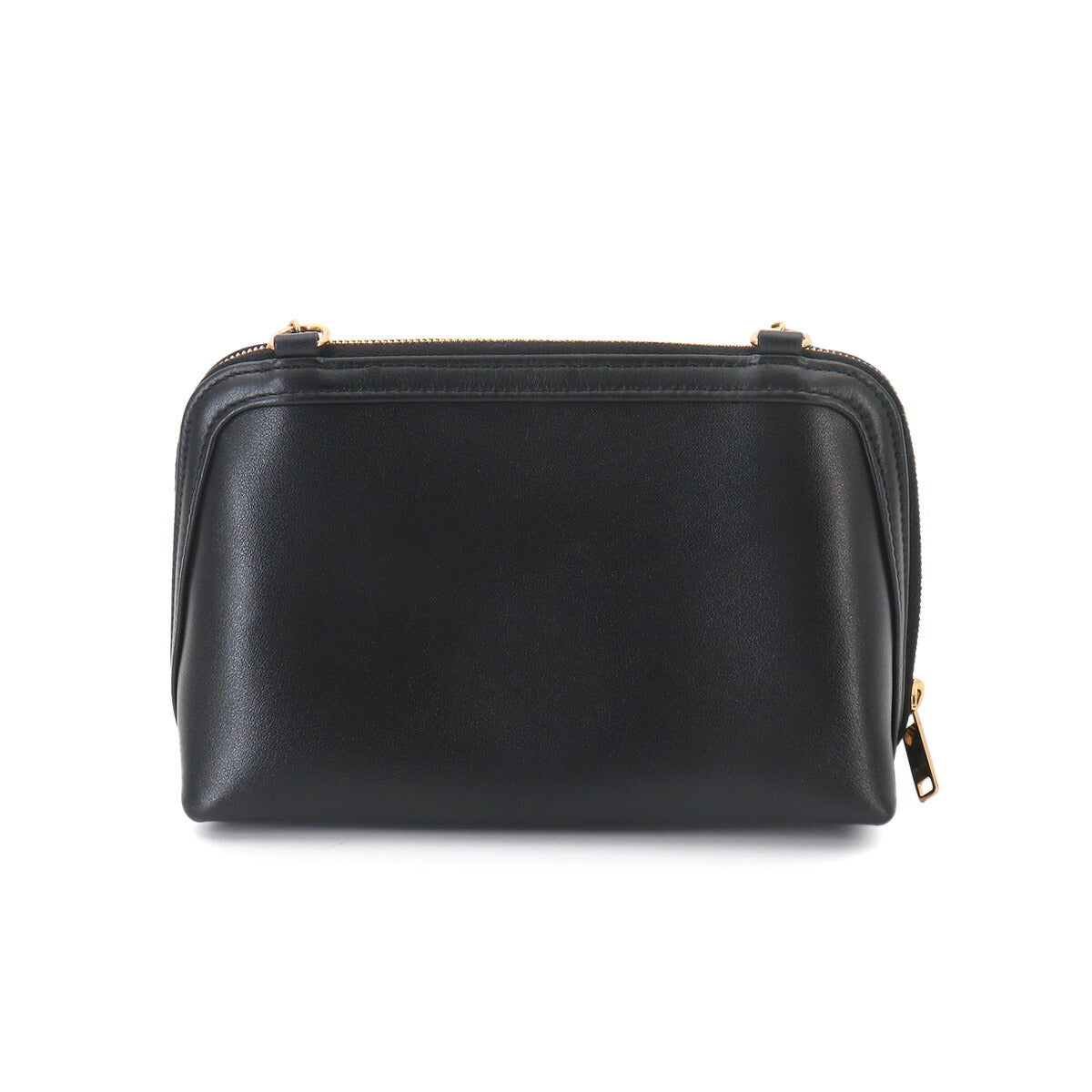 Clutch on Chain Cuir Triomphe Shoulder Bag Leather Black