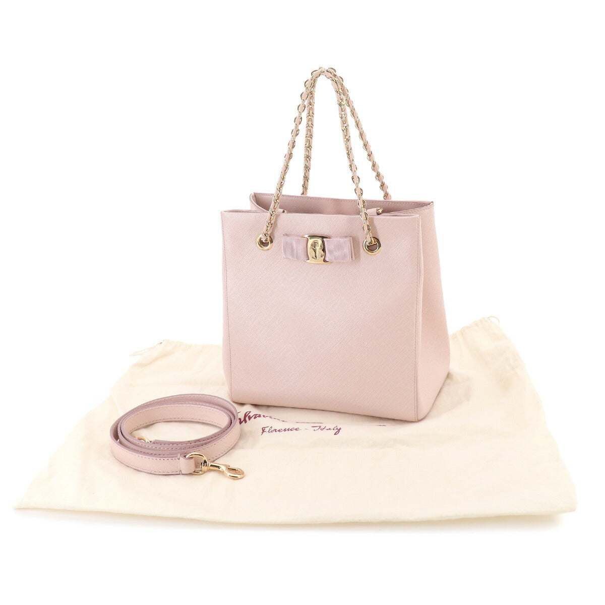 Vara 2way Hand Shoulder Bag Leather Pink Purse