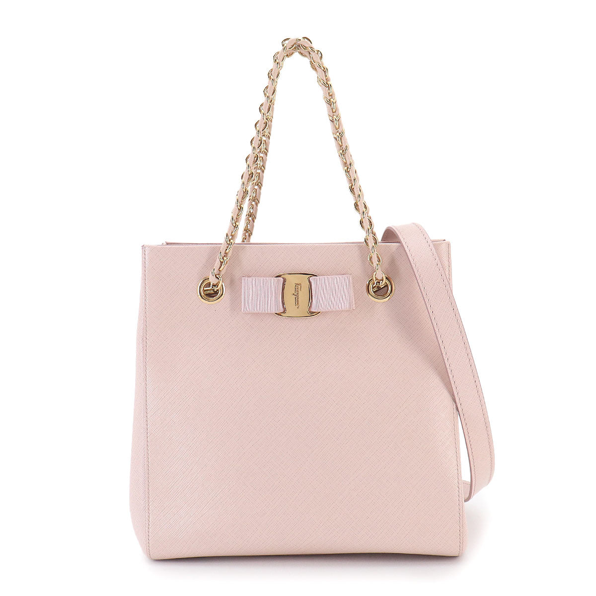 Vara 2way Hand Shoulder Bag Leather Pink Purse