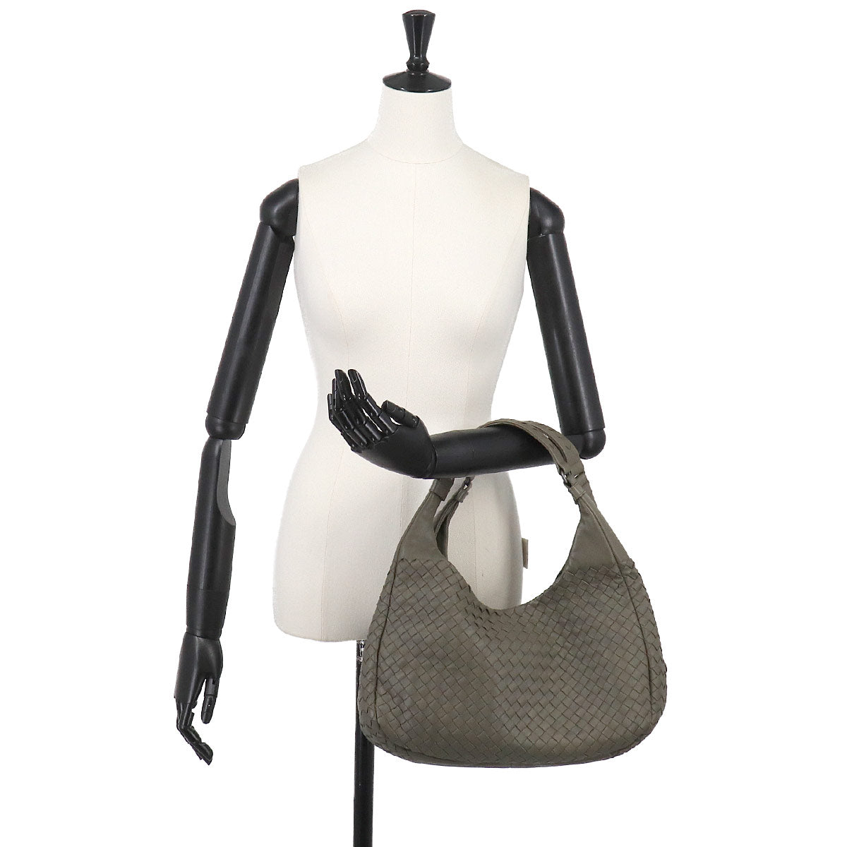 Intrecciato Tote Bag Leather Gray Purse