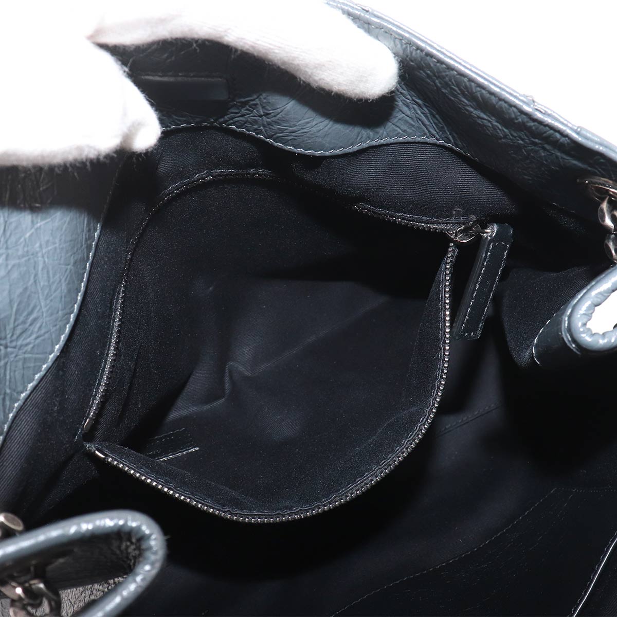 Niki Shopping Tote Bag Leather Gray 577999