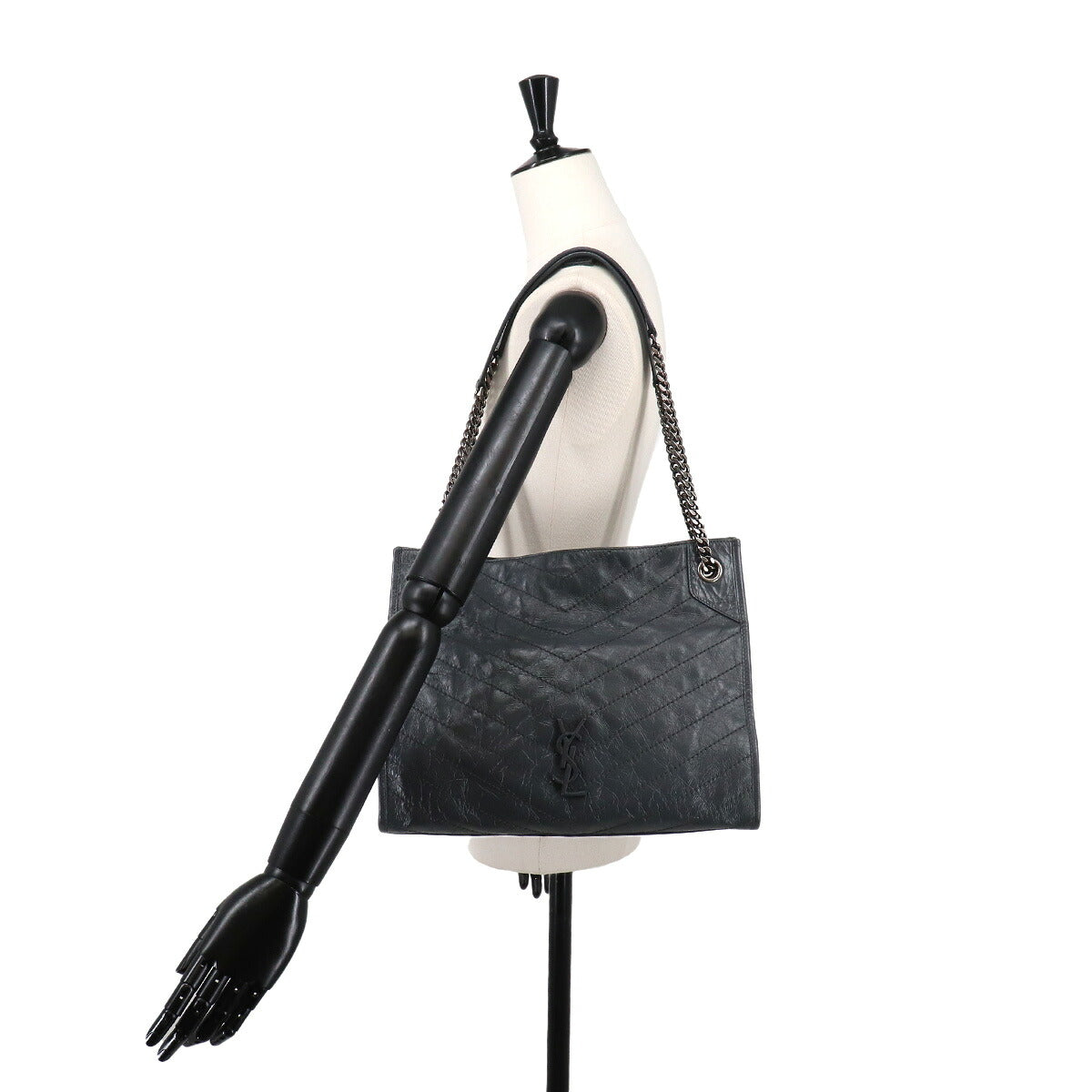 Niki Shopping Tote Bag Leather Gray 577999
