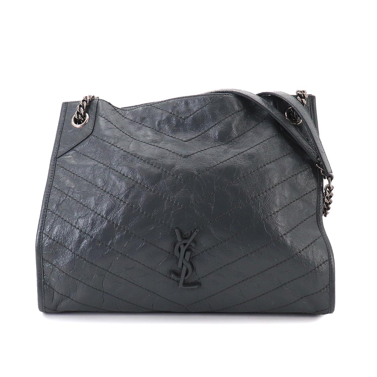 Niki Shopping Tote Bag Leather Gray 577999