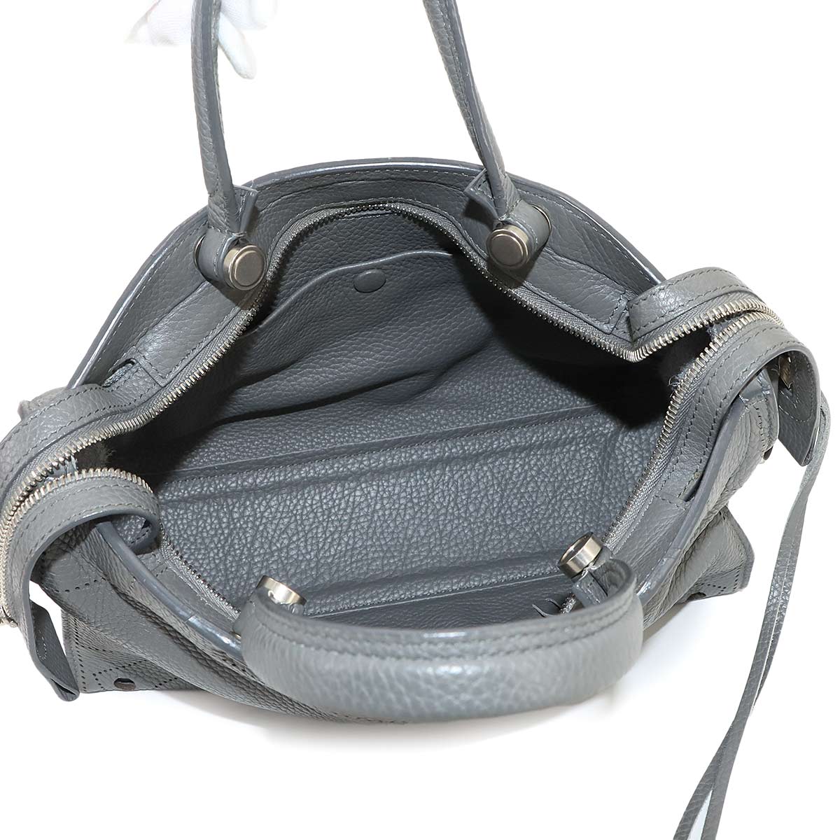 Blackout City S Hand Shoulder Bag Leather Gray 443516 Purse