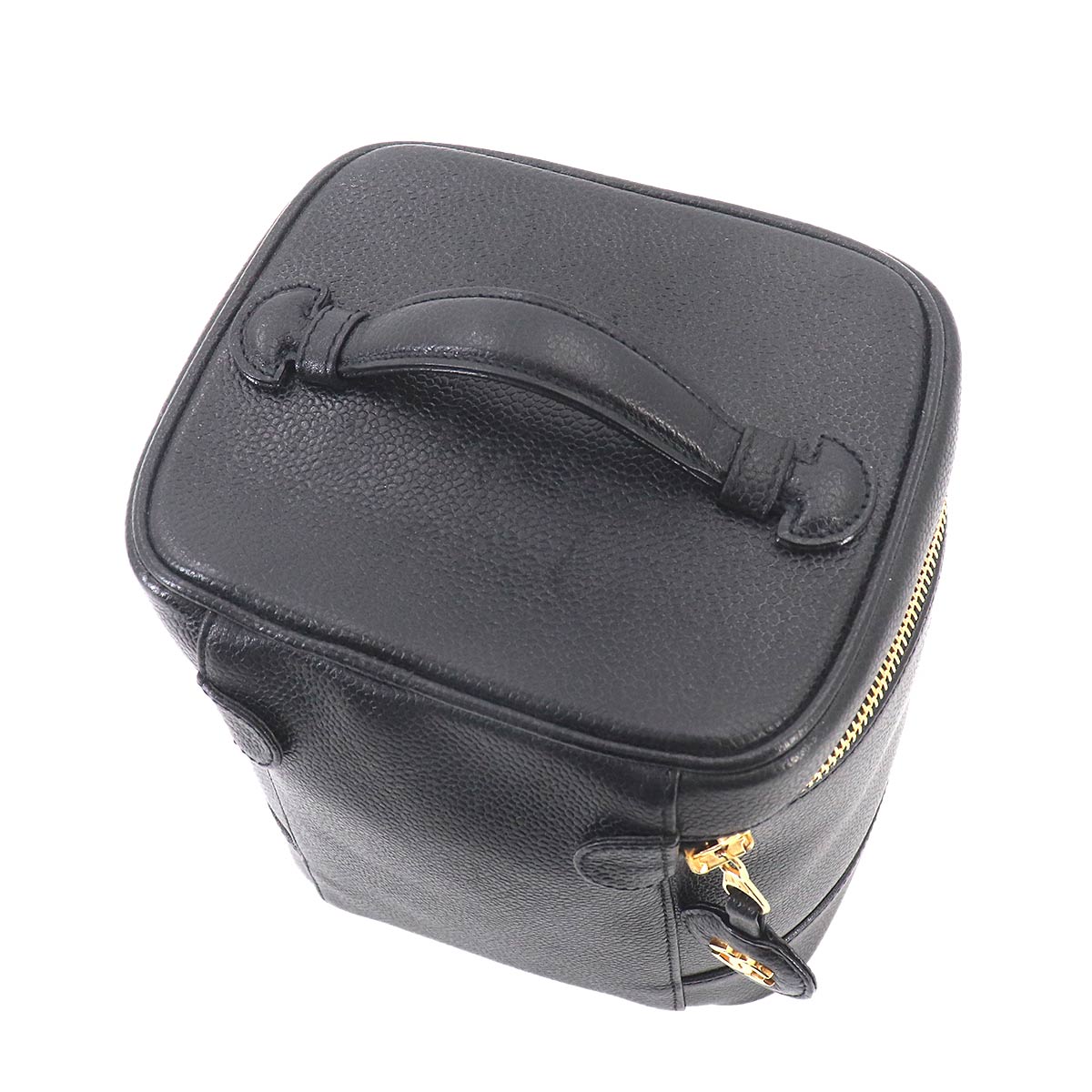 Vanity Hand Bag Leather Black A01998 Coco Logos Vintage Purse