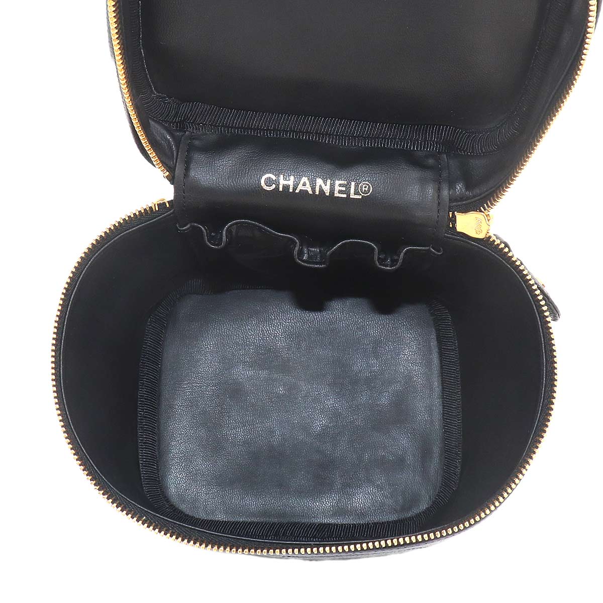 Vanity Hand Bag Leather Black A01998 Coco Logos Vintage Purse