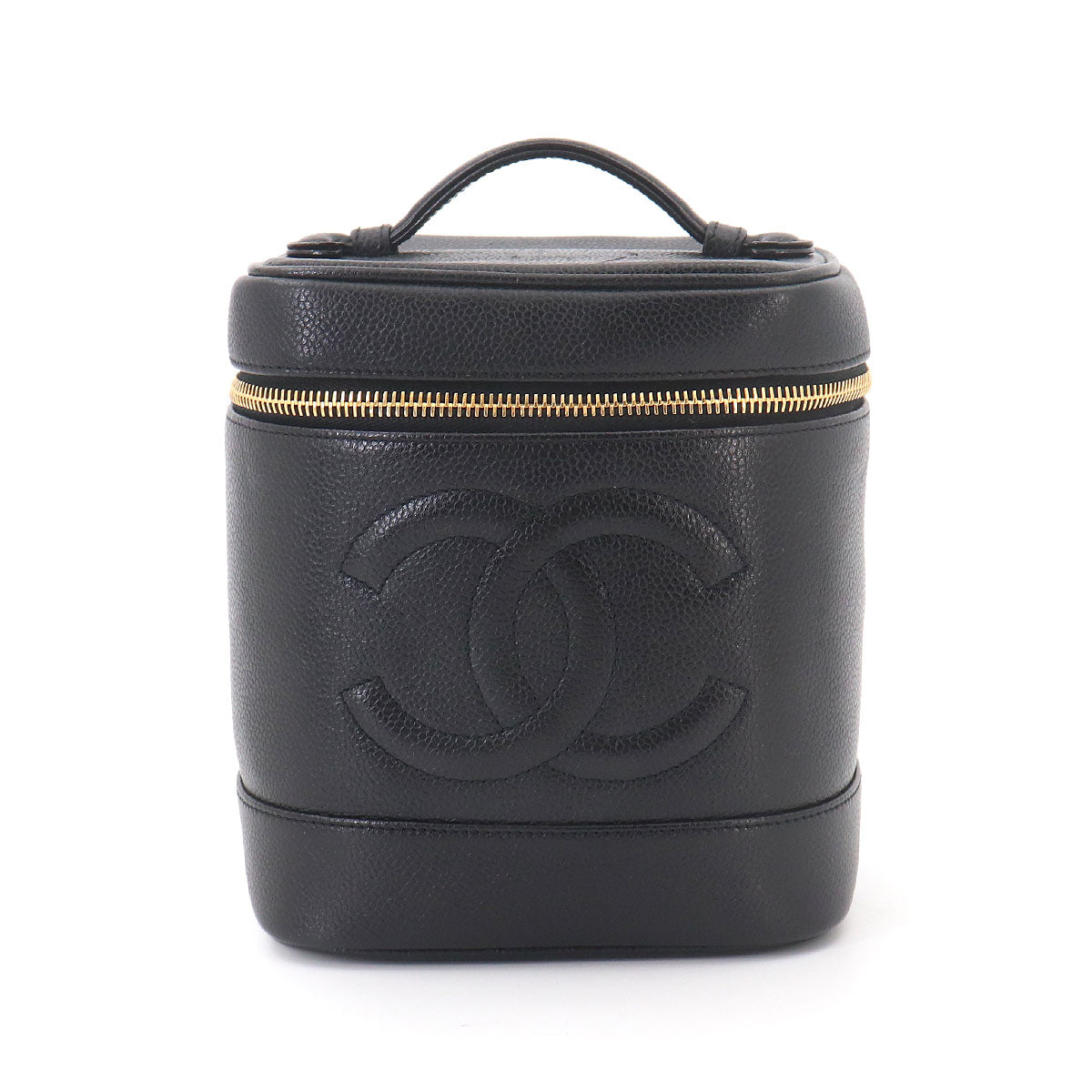 Vanity Hand Bag Leather Black A01998 Coco Logos Vintage Purse