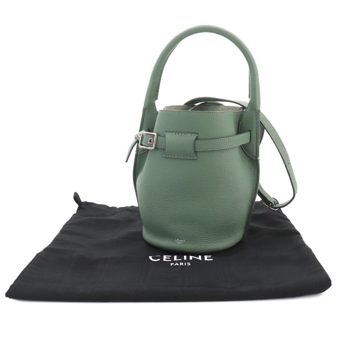 Big Bag Bucket Nano Hand Shoulder Bag Leather Green 187243