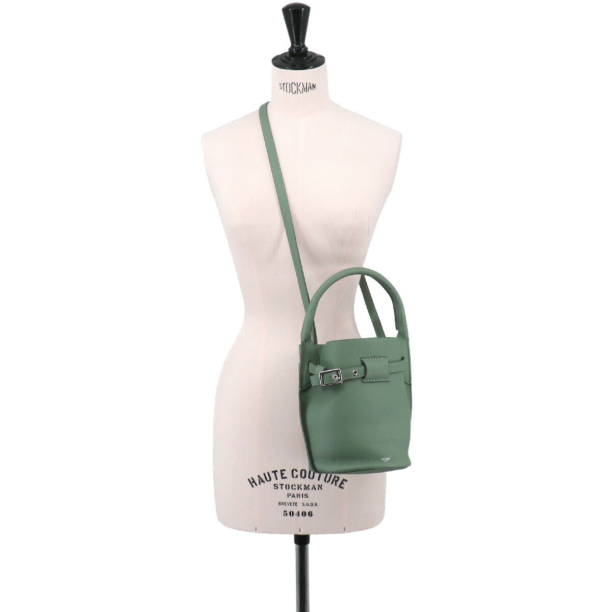 Big Bag Bucket Nano Hand Shoulder Bag Leather Green 187243