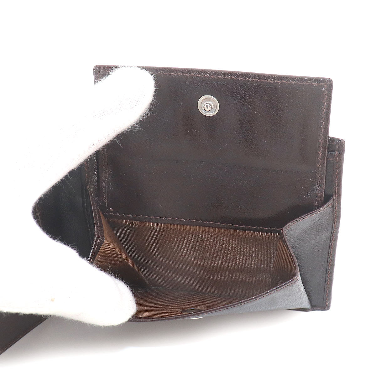 Zucca Compact Wallet Canvas Leather Brown 31011