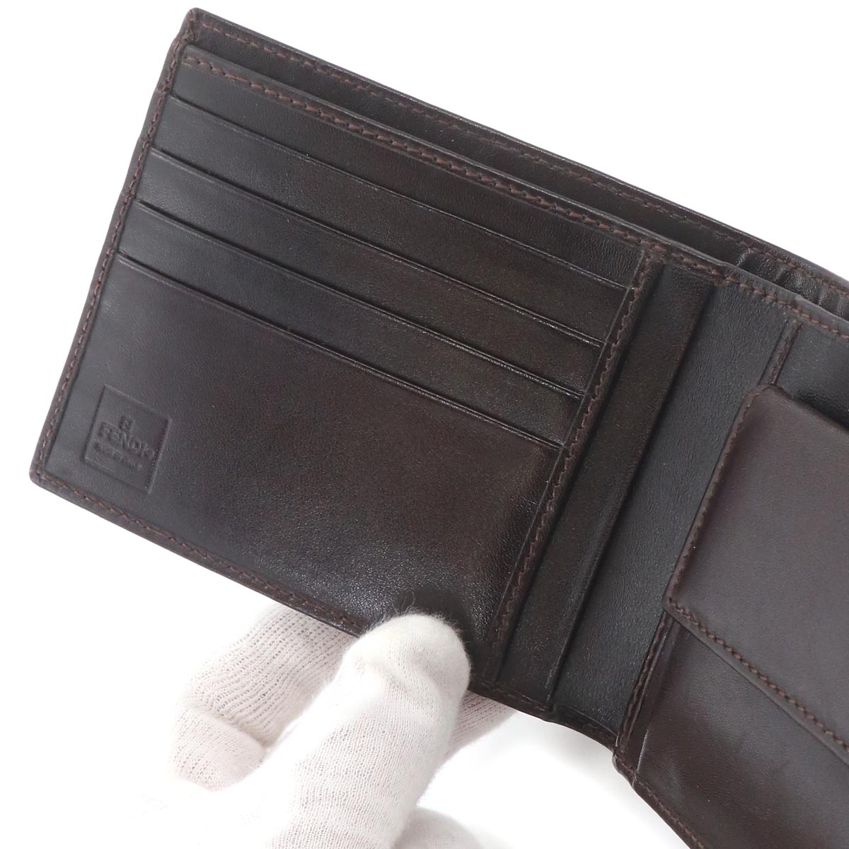 Zucca Compact Wallet Canvas Leather Brown 31011