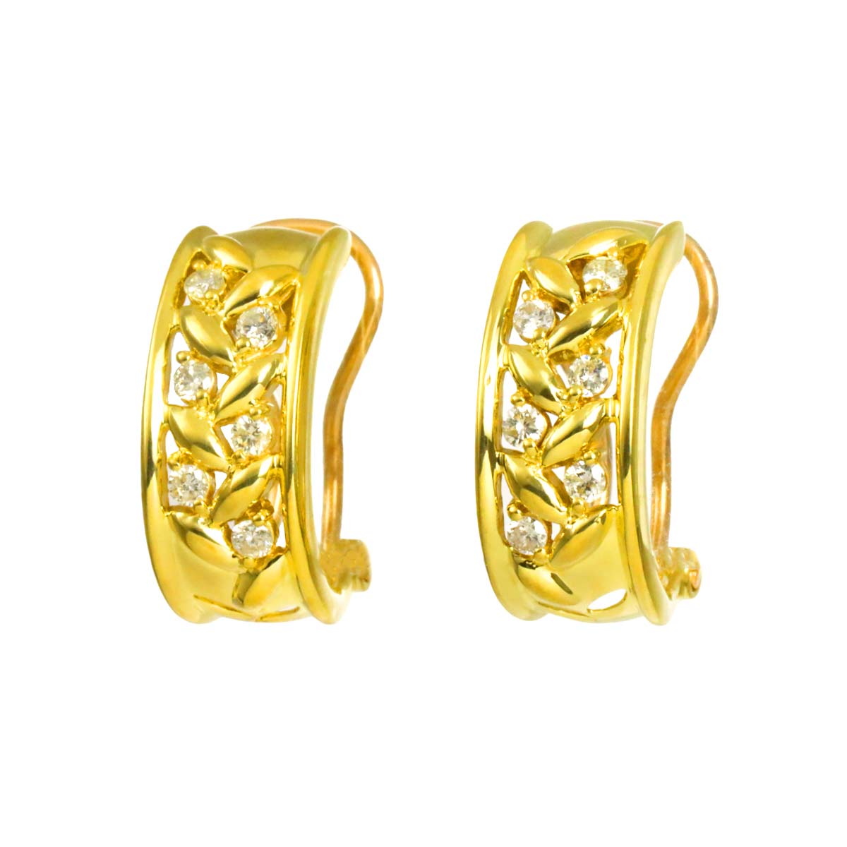 Diamond 0.12ct/0.12ct Earrings Pierced Clip on 18K K18 YG 750