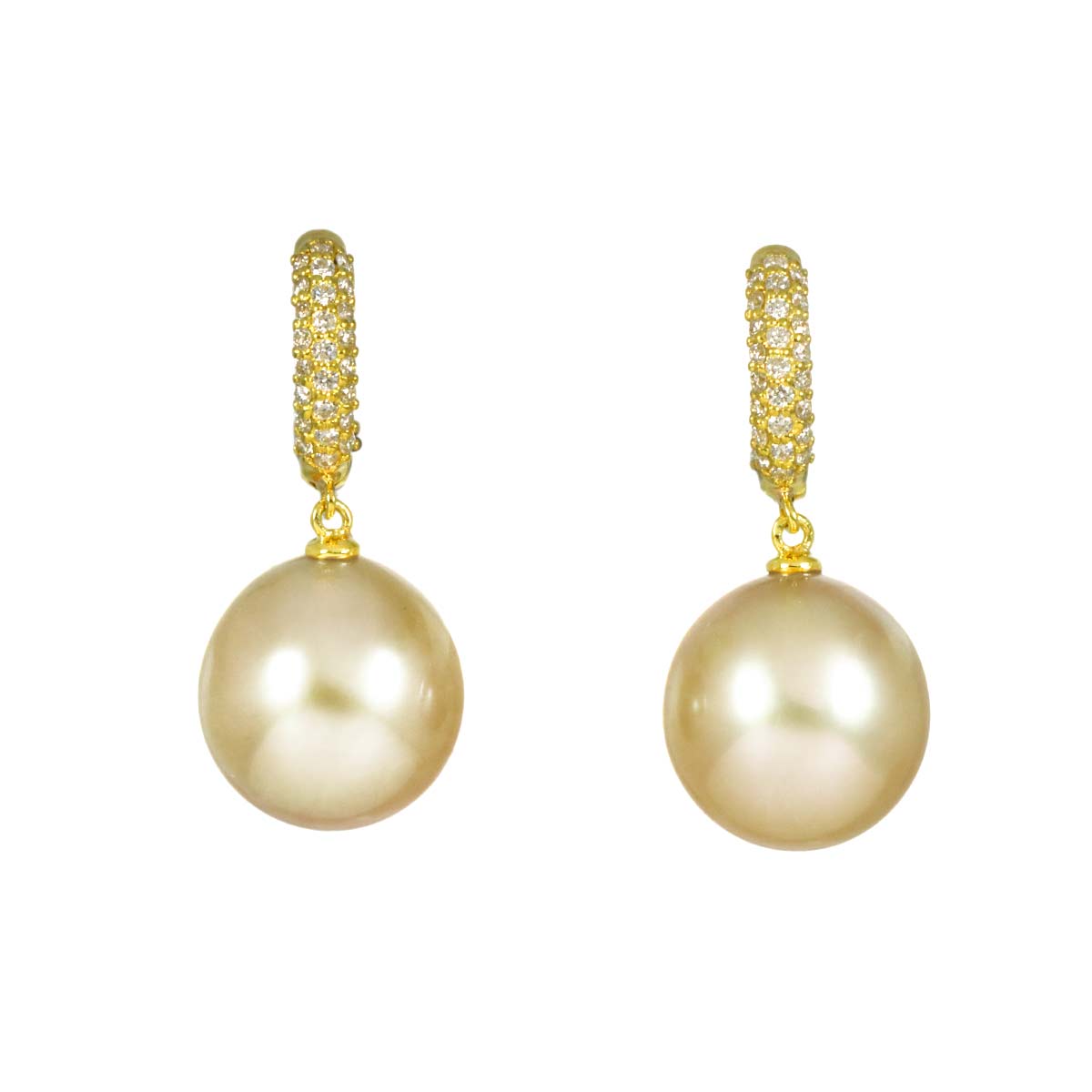 South Sea pearl 11.3mm Diamond 0.12ct/0.12ct Earrings Pierced 18K YG