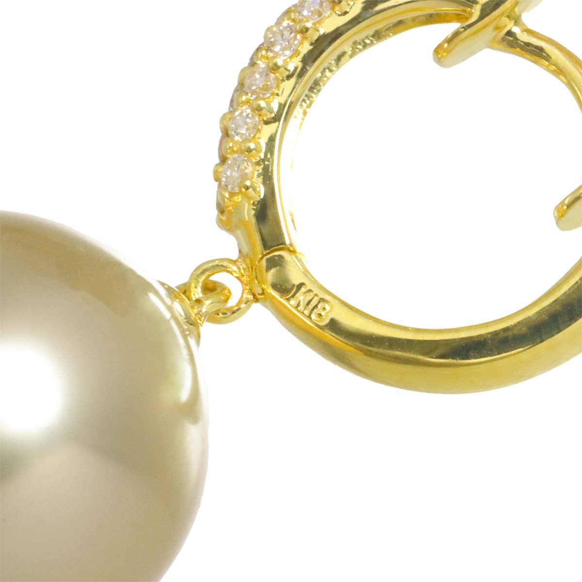 South Sea pearl 11.3mm Diamond 0.12ct/0.12ct Earrings Pierced 18K YG