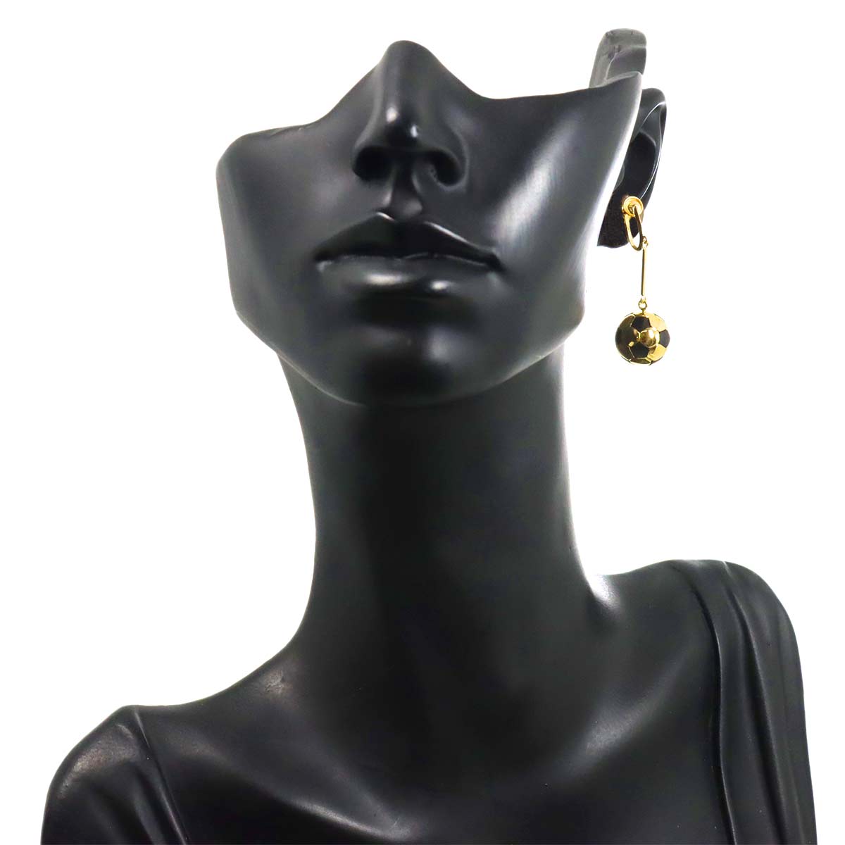 Onyx Earrings Clip-on 18K K18 YG 750
