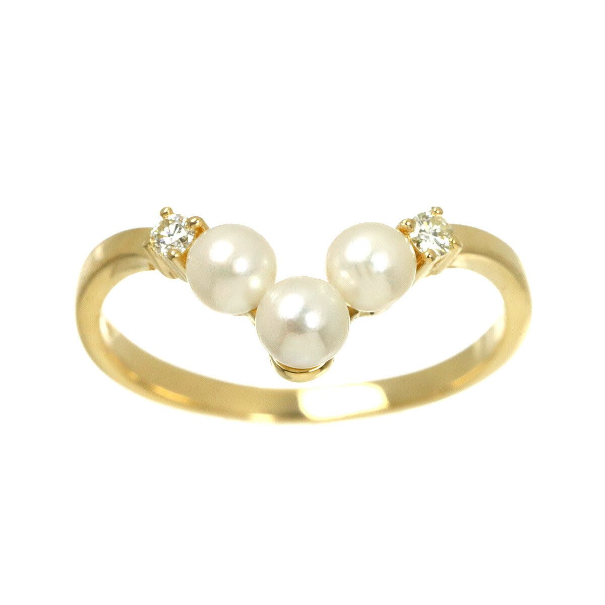 Akoya Pearl Diamond 0.04ct Ring 18K YG Size5.5-5.75(US)