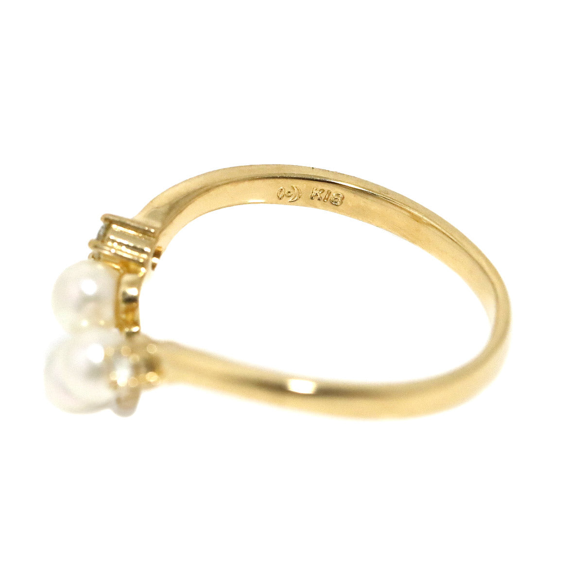 Akoya Pearl Diamond 0.04ct Ring 18K YG Size5.5-5.75(US)