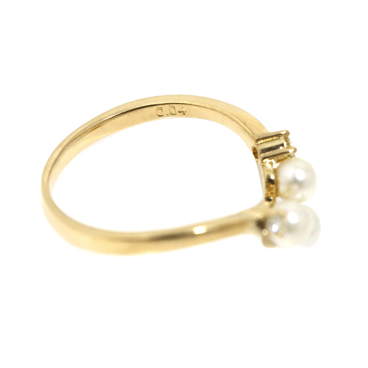 Akoya Pearl Diamond 0.04ct Ring 18K YG Size5.5-5.75(US)
